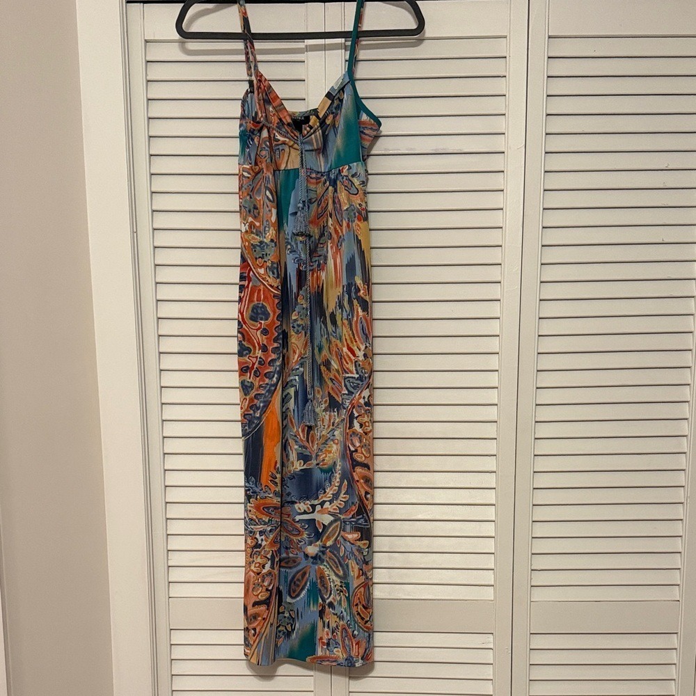 Alyn Paige Multicolor Paisley Maxi Dress Blue Orange Medium 2508-213